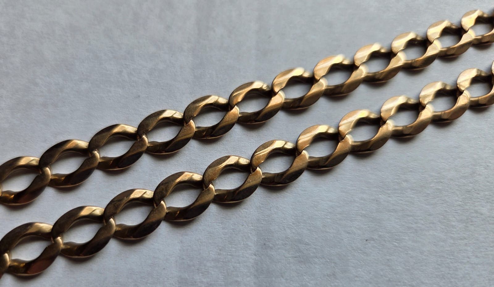 9ct Yellow Gold Oval Filed Curb Chain, 30 inch